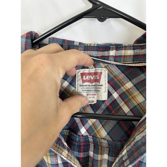 Vintage Grunge Levis Button Up Hoodie Shirt Jacket Medium Multicolor Size Medium - Picture 3 of 8